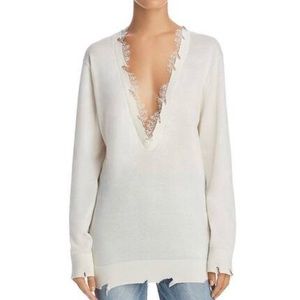 IRO Pao lace trim white deconstructed sweater